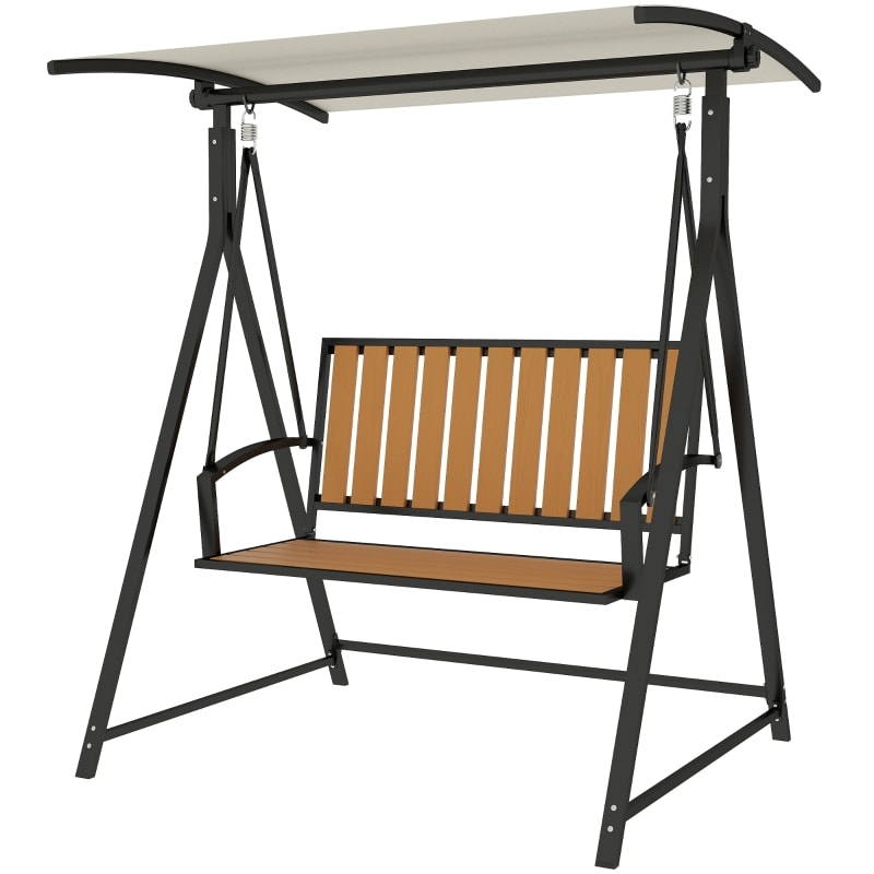 Hollywoodschaukel 142x112x162 cm Zweisitzer Gartenschaukel Schwarz mit verstellbarem Sonnendach 90 Grad, wetterfester Metallrahmen, komfortabel