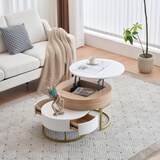 thumbnail of Couchtisch Set Weiß Holzoptik 70x70x56 mit zwei Schubladen und höhenverstellbarer Tischplatte – Flexibel, Stauraum, modernes Design