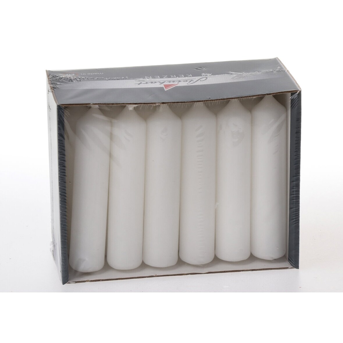 Pyramidenkerzen Weiß 95 x Ø 20 mm, 18 Stück