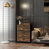 thumbnail of Cómoda de Quarto com 4 Gavetas Dobráveis Prateleira Aberta e Estrutura de Aço para Sala Entrada 60x29x85 cm Castanho Rústico