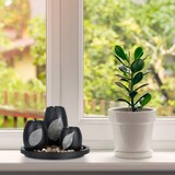 thumbnail of Relaxdays Teelichthalter Set mit Tablett & Steinen,  Ø 19,5 cm, Tischdeko Wohn- & Esszimmer, Kerzenhalter, schwarz/braun