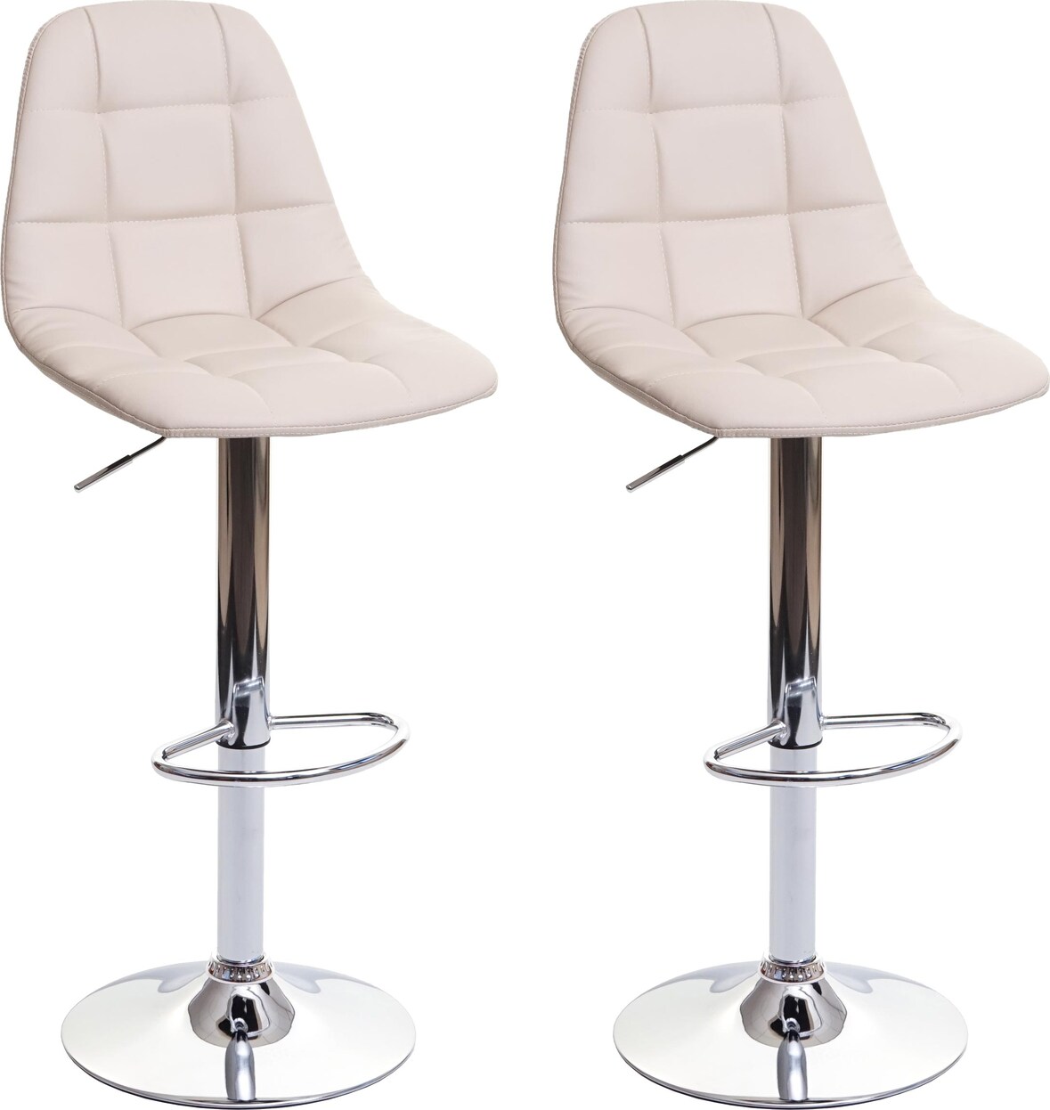 2er-Set Barhocker gepolstert und höhenverstellbar mit Lehne | Sitzhöhe 61cm | MVG-zertifiziert | Creme-Beige | Kunstleder | Barstuhl Tresenhocker