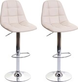 thumbnail of 2er-Set Barhocker gepolstert und höhenverstellbar mit Lehne | Sitzhöhe 61cm | MVG-zertifiziert | Creme-Beige | Kunstleder | Barstuhl Tresenhocker