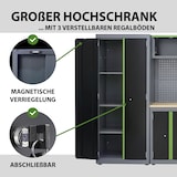 thumbnail of Werkstattwand 13-tlg. modulares Werkstattschranksystem aus Stahl mit massiver Holzarbeitsplatte grün