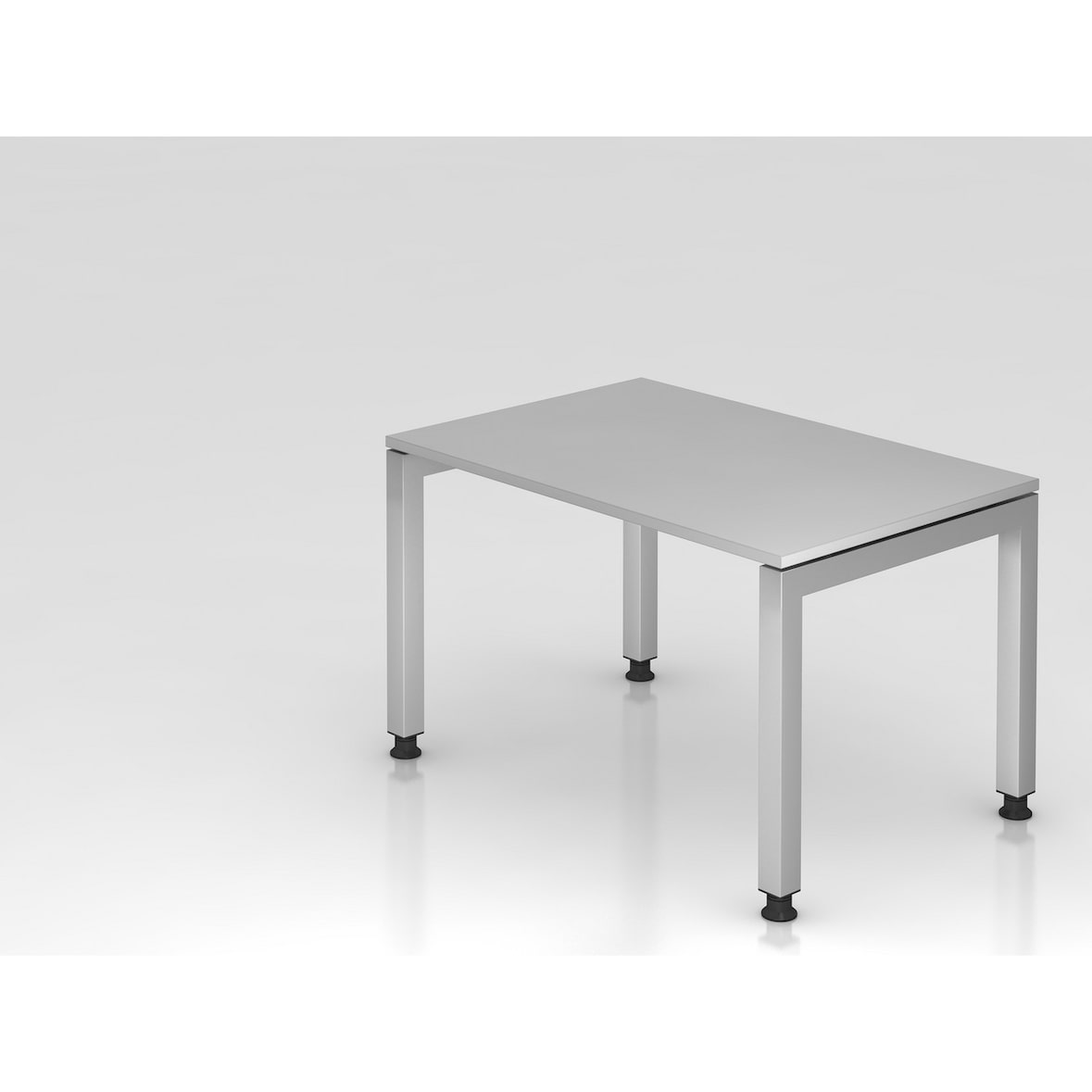 PROREGAL Schreibtisch Pejo | Grau | Silber Gestell | BxT 120x80cm | Arbeitshöhe 68-76cm | höhenverstellbar | 4-Fuß-Gestell eckig