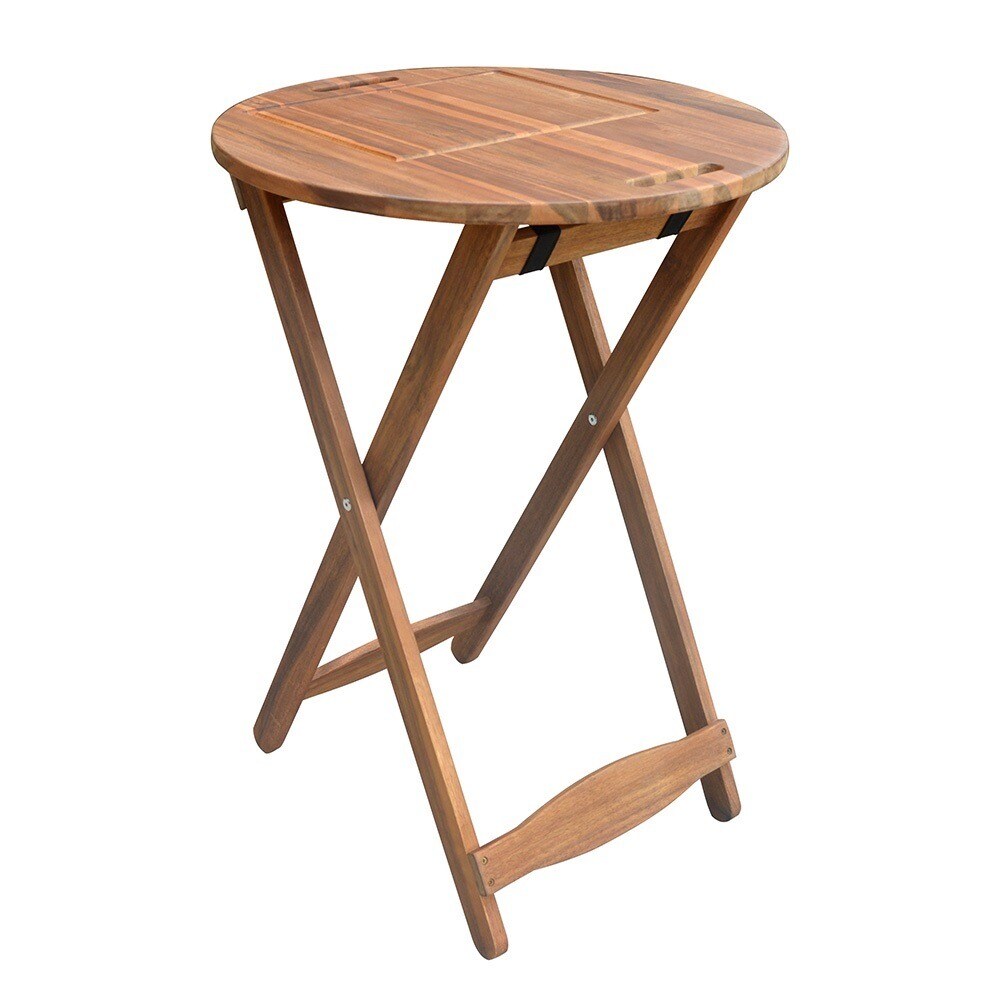 SenS-Line inklapbare BBQ bijzettafel rond - Acacia