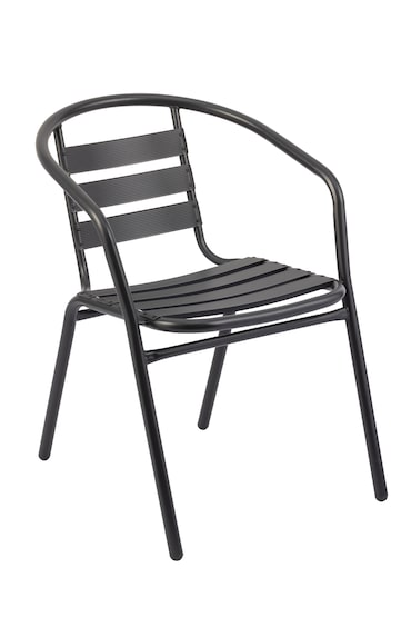 METRO PROFESSIONAL Cadeira com braços empilhável para restauração Narni, alumínio, cinzento escuro