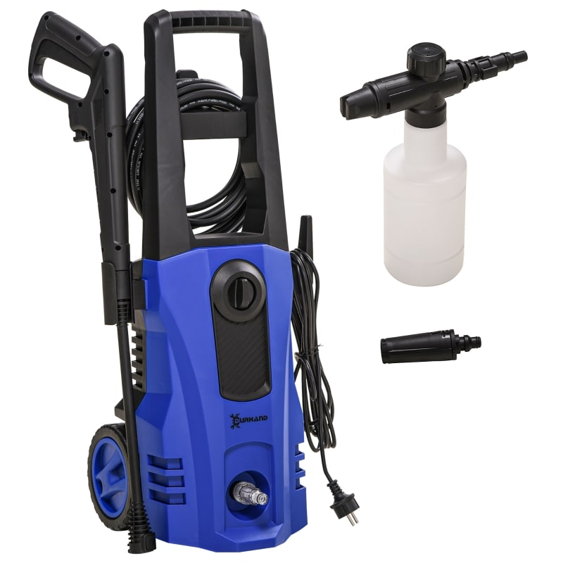 Hochdruckreiniger mit Rollen 78x35x27 cm Blau 1800 W bis 150 bar mit 6 m Hochdruckschlauch Start Stopp Automatik und Zubehörset