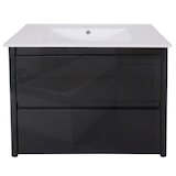 thumbnail of Wastafel + badmeubel HWC-B19, wastafelmeubel badkamer, hoogglans 50x80cm ~ zwart