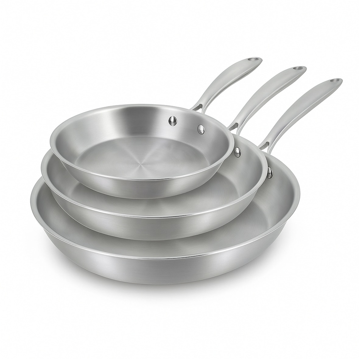 Menastyl - Set 3 poêles triply en acier inoxydable induction 28/24 et 28cm - made in france