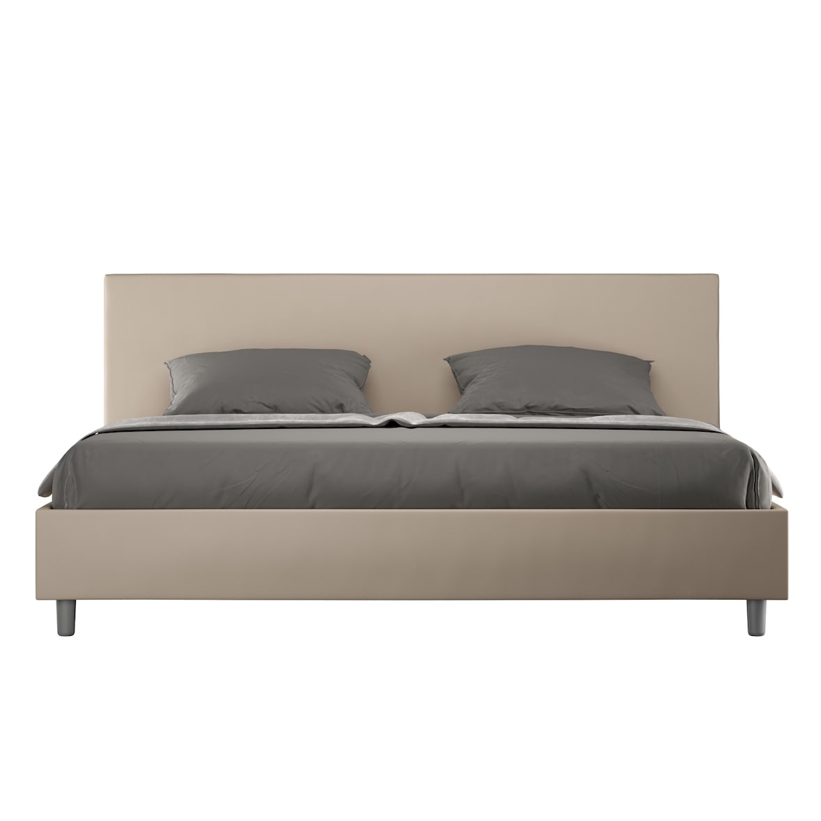 Letto contenitore imbottito 200x200  similpelle tortora Adele