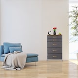 thumbnail of Relaxdays Schubladenschrank mit Rollen, 5 Stoff Schubladen, Deko Stoffschrank, Holzoptik, HBT 96,5 x 58 x 30 cm, grau