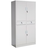 thumbnail of tectake 4 armarios archivadores con cierre de seguridad, 5 alturas + 2 cajones 180x90x40cm  Gris