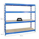thumbnail of PROREGAL Étagère charge lourde RHINO, HxLxP 180x200x60cm, 500kg par niveau, Tablette 16mm, Bleu, Étagère de garage, étagère de rangement