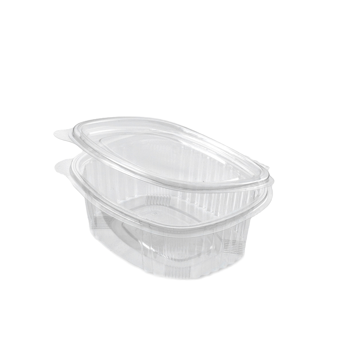 Metro Professional vaschetta ovale in PET con coperchio incernierato 375 cc transparent - (1 cf x 100 pz)