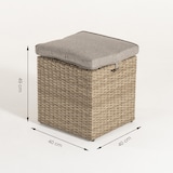 thumbnail of Puff para terraço de rattan sintético cor natural e almofada removível incluída - Tamanho: 40x40x49 cm