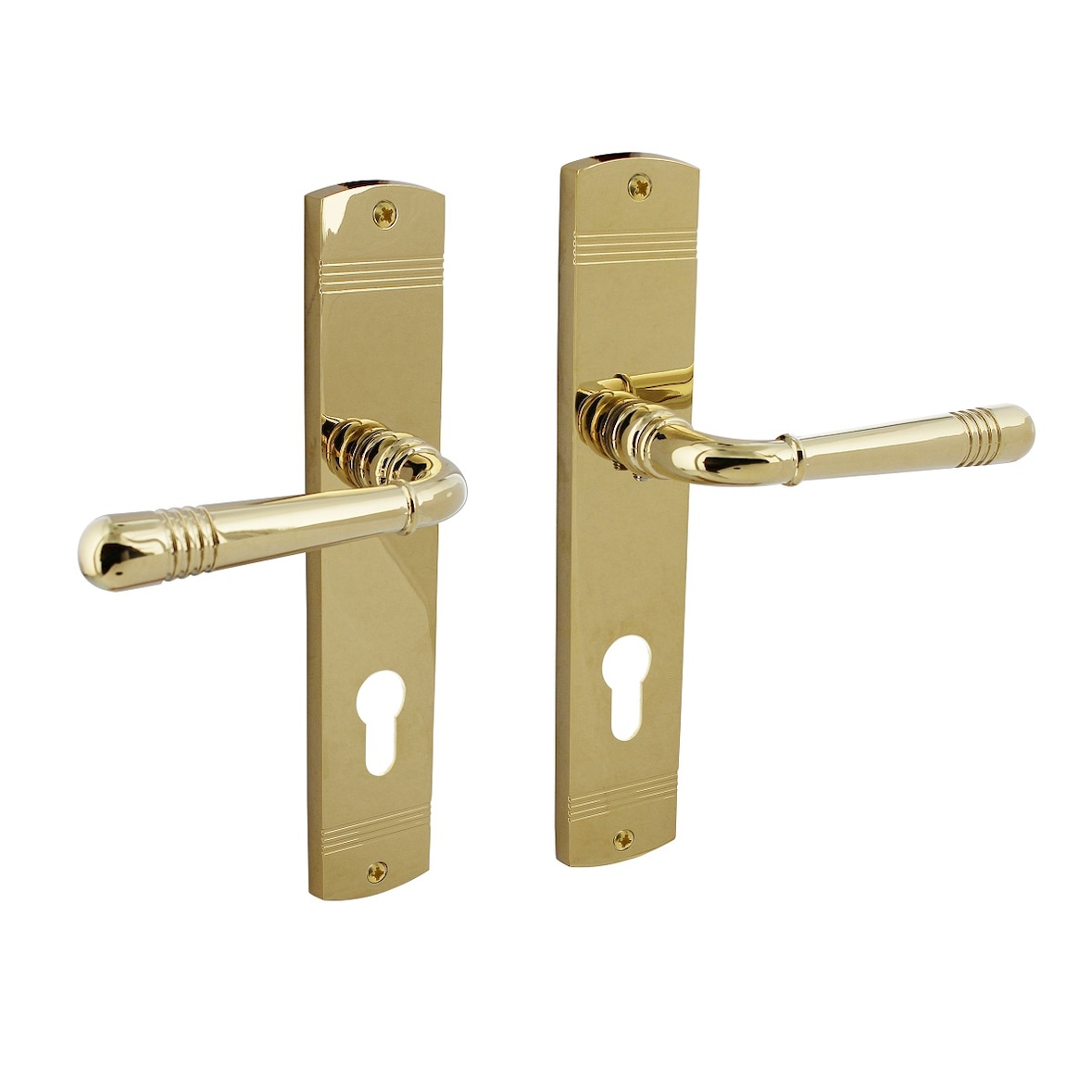 Schildgarnitur Classic Türbeschlag Türdrücker Messing Optik Türgriff Profilzylinder