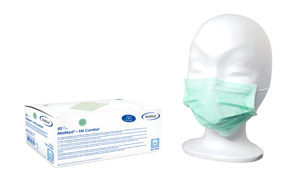 MaiMed – FM Comfort Mundschutz zum Binden, Farbe grün