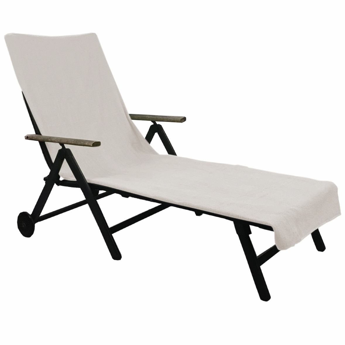 Frottee Schonbezug für Gartenliege NYVISpa 75x200 cm - Hygiene Liegestuhlauflage für Sonnenliegen Strandliegen Farbe:Weiß