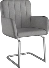 thumbnail of Merax 6er Set Esszimmerstühle, Polsterstühle, mit vertikalen Streifen, Gepolsterter Sessel mit zickzackförmige Metallbeine, PU, grau