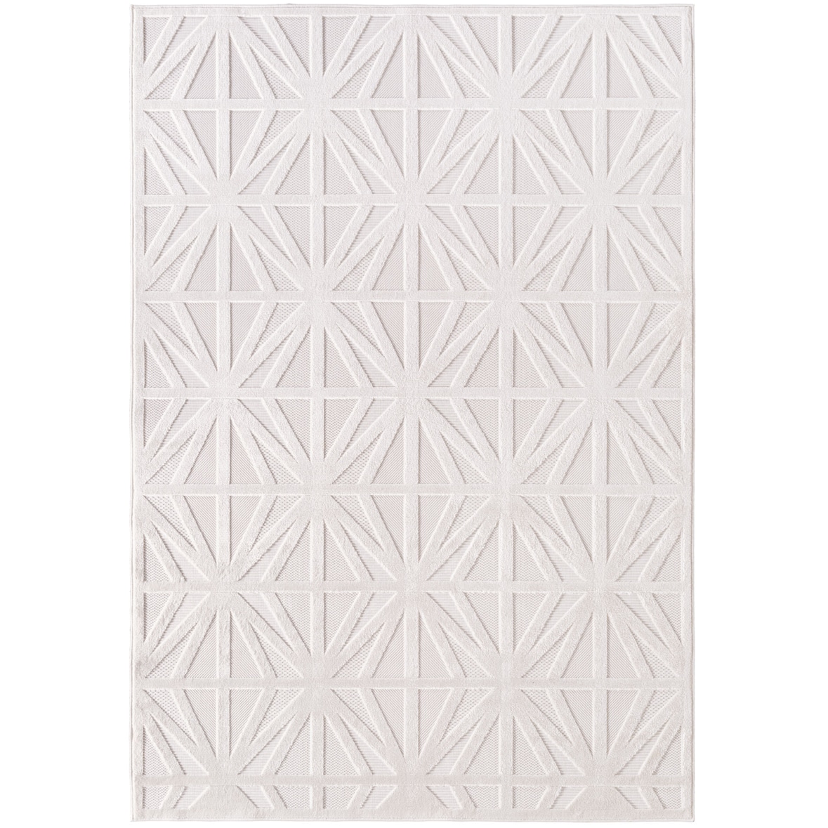 Carpetsale24 In- & Outdoor Teppich 200x290 cm – Wetterfester großer Teppich in Creme mit Rauten Design für Küche, Wohnzimmer