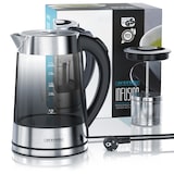 thumbnail of Arendo Edelstahl Glas Wasserkocher mit Teesieb und Rauchglas Teekocher Infusion 1,7 Liter