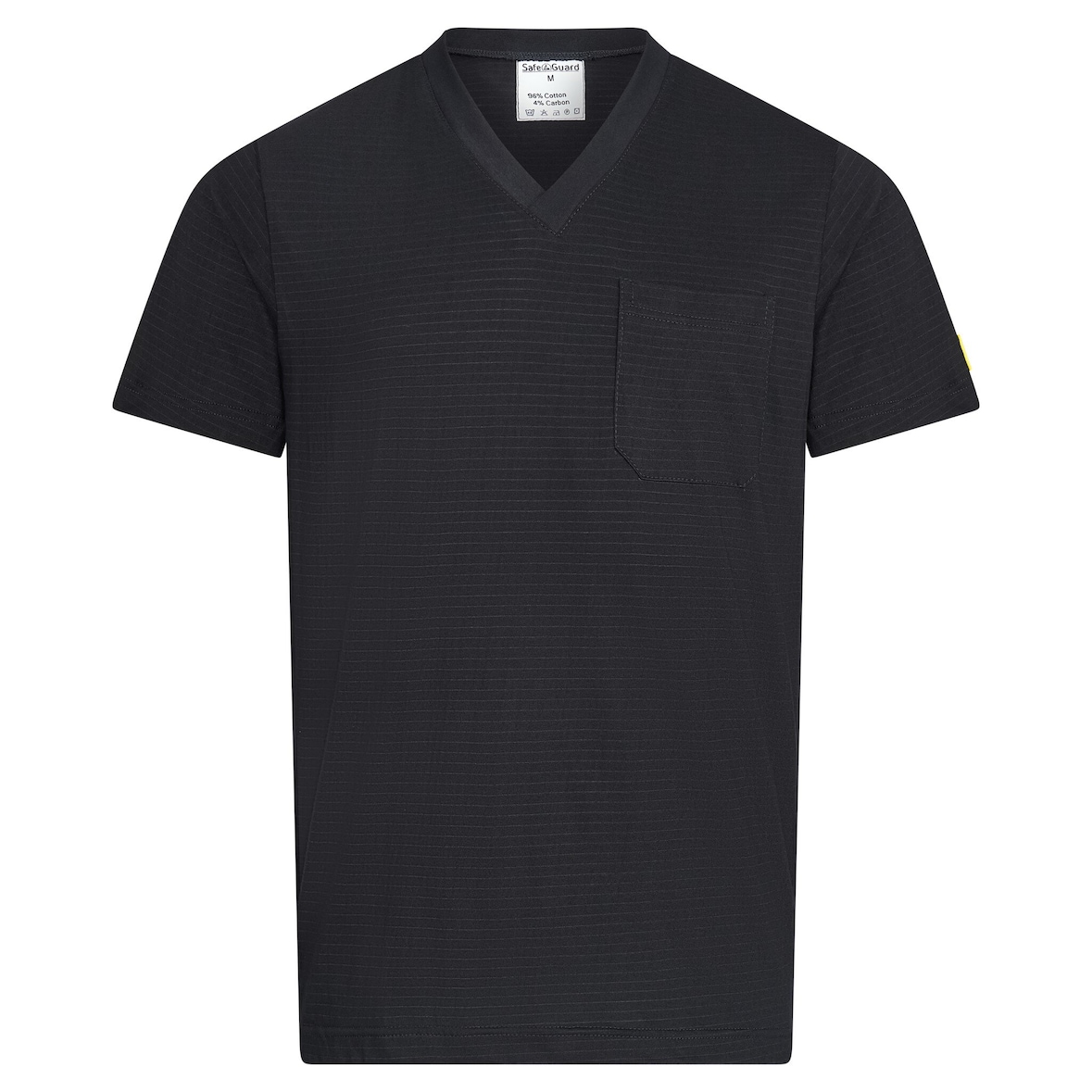 ESD-T-Shirt mit Brusttasche, V-Ausschnitt, 150g/m², schwarz, M