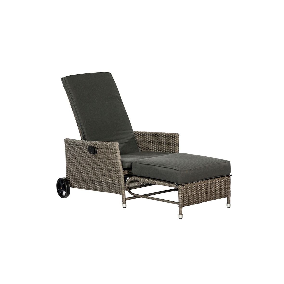 Merxx Komfort Deckchair, inkl. Polsterauflagen und Fußhocker, mit Gasdruckfeder, Stahl/Kunststoffgeflecht, Grau