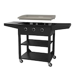 thumbnail of aro 3-pits gasgrillplaat, grilloppervlak 73 × 55 cm, met zijtafel, verrijdbaar, roestvrij staal, zwart