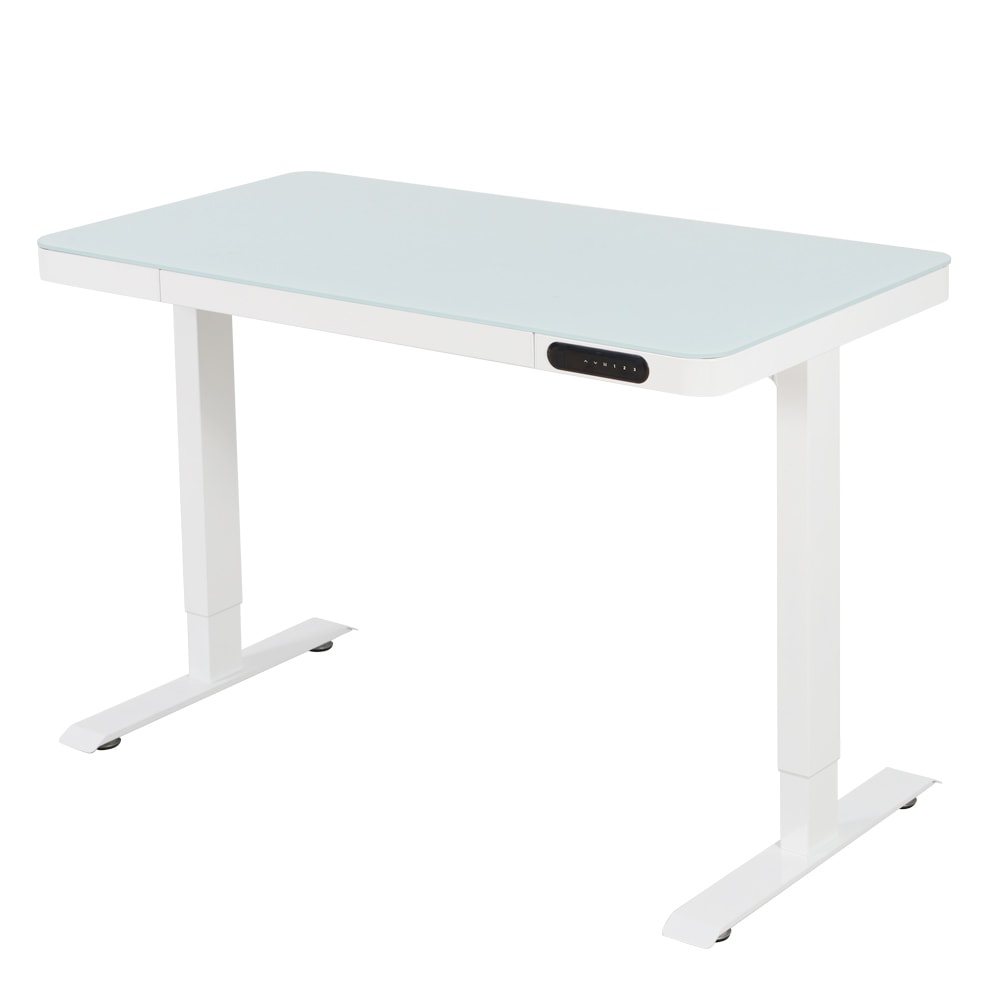 Elektrisch verstelbaar bureau / thuiswerkplek - 120x60 cm - Glas wit