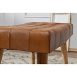 thumbnail of Sitzhocker 67x47x39 cm Mango Massivholz / Echtleder Chesterfield-Design, Lederhocker Braun, Beistellhocker Hocker ohne Lehne, Country