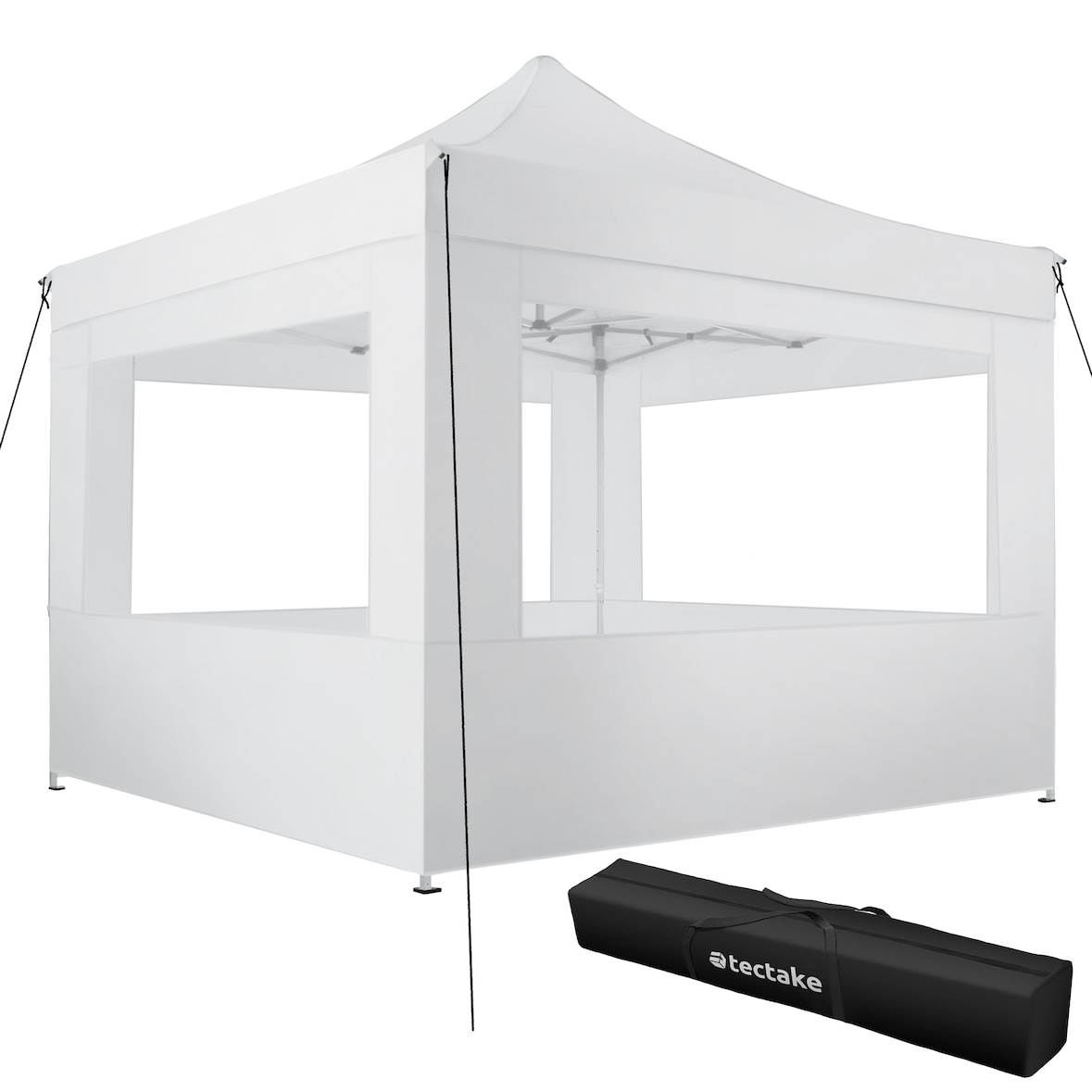 tectake Pabellón de jardín plegable de aluminio de 3 x 3 m con 4 paneles laterales 300 x 300 x 310 cm Blanco