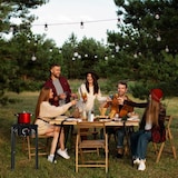 thumbnail of Réchaud à Gaz 1 feu 4500W 4 pieds modulables 3 Hauteurs Bruleur en fonte - Cuisine Extérieure 40 x 40 x H78cm Allumage Piezo