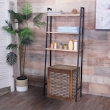 thumbnail of Estantería de pie HWC-K82, Estantería de baño Estantería para lavadora Estantería escalera, Industrial Metal Madera 155x64x25cm ~ natural