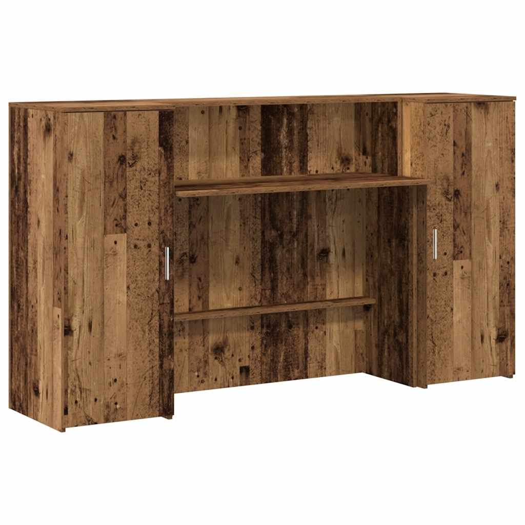 Bureau de réception vieux bois 180x50x103,5cm bois d'ingénierie Modèle Atlas Infinite Panorama