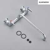 thumbnail of ALEX | keukenmengkraan wandmontage chroom | professionele keukenkraan roestvrij staal lang en plat | kraan restaurant wand rechte uitloop