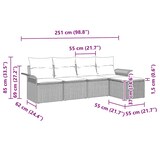 thumbnail of vidaXL Garten-Sofa-Set mit Kissen 5 pcs Grau Poly Rattan