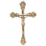 thumbnail of Wandkreuz Inri Kruzifix mit Jesus Christus Figur auf Kreuz aus Metall Messingfarben