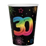 thumbnail of 6 Becher 30. Geburtstag bunt Pappbecher