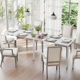 thumbnail of Mesa de Comedor de Cristal Mesa Rectangular para 4-6 Personas con Patas de Metal Multifuncional para Cocina Salón 120x60x75 cm