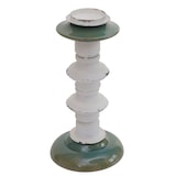 thumbnail of Set de 2 portavelas HWC-N36, portavelas pilar vela, metal cerámica vintage de aspecto desgastado altura 25cm