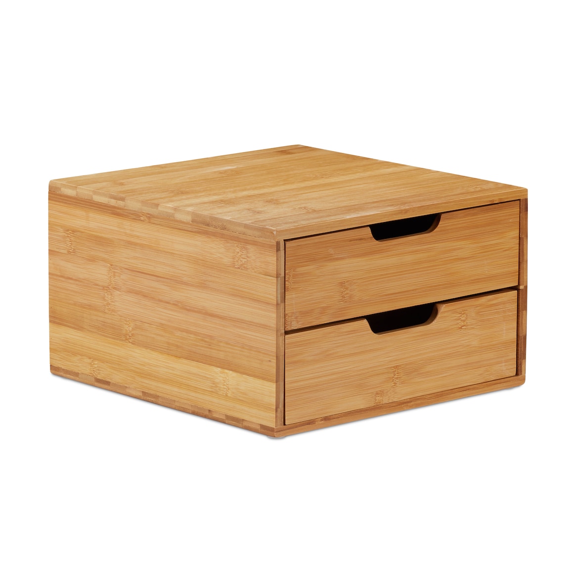 Relaxdays Schubladenbox Bambus, Schubladen Organizer, natürliche Optik, Tischorganizer Büro, HBT: 18 x 30 x 31 cm, natur