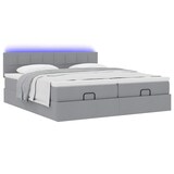 thumbnail of vidaXL Ottoman-Bett mit Matratzen & LEDs Hellgrau 180x200 cm Stoff