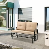 thumbnail of Panchina Dondolo da Giardino 2 Posti 122x70x87 cm in Acciaio e Ghisa con Cuscini Khaki