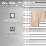 thumbnail of LuxeBath Badheizkörper Iron EM 500x1200mm Weiß mit Anschlussgarnitur Thermostat Eckform Handtuchwärmer Handtuchtrockner