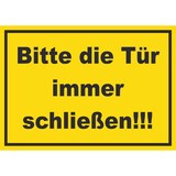 thumbnail of Schild Bitte die Tür immer schließen gelb-schwarz A1 Rückseite selbstklebend