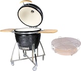 thumbnail of Tarrington House Barbacoa de carbón Kamado Naggado XL, cerámica / acero inoxidable, Ø 66 x 121 cm, mesas laterales plegables, termómetro, móvil, negro