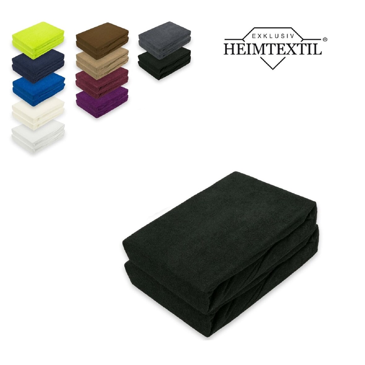 Doppelpack Frottee Spannbettlaken Premium Schwarz 120 x 200 cm