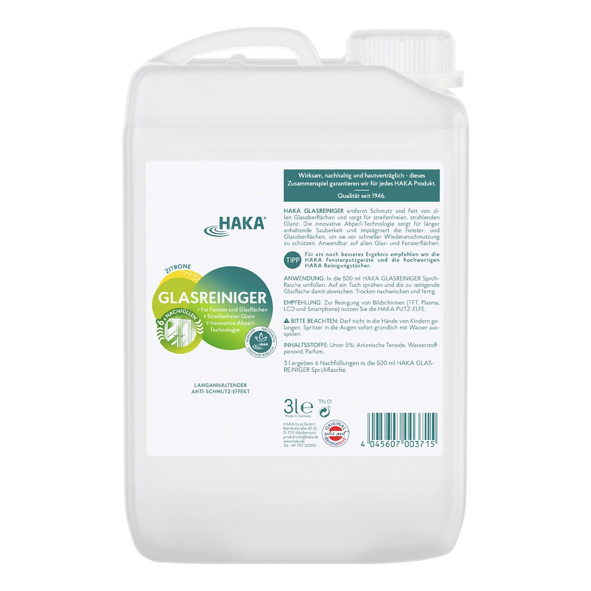 HAKA Glasreiniger Spray 3l Fensterreiniger Reinigungsmittel Küche Bad Haushalt