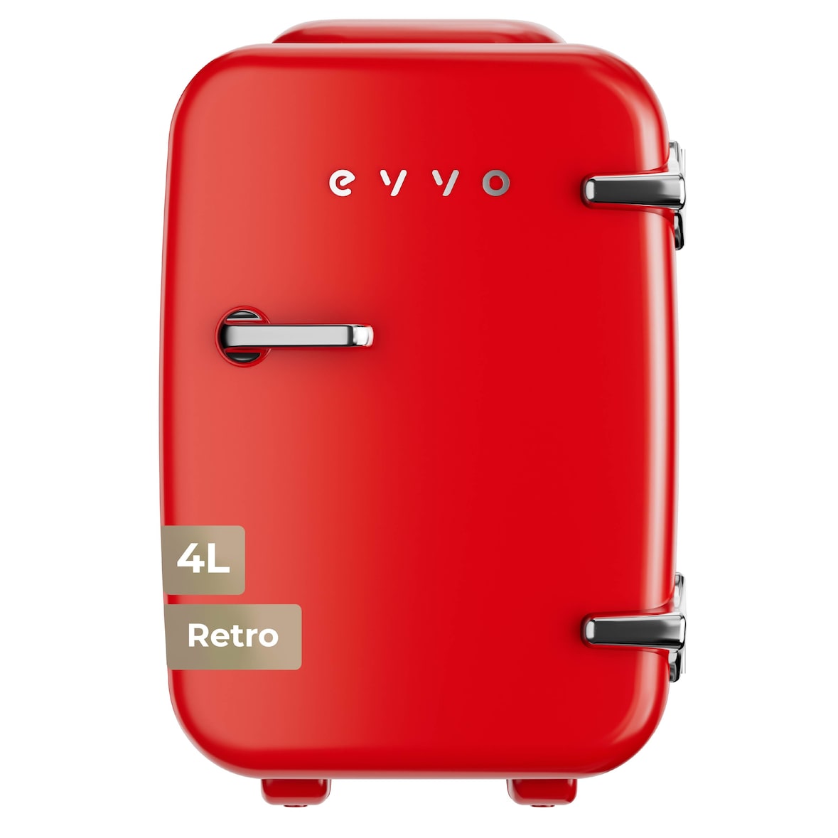 Nevera Mini EVVO F4R Retro, 4 L, Rojo, Refrigeración, Bajo consumo y mantenimiento de calor